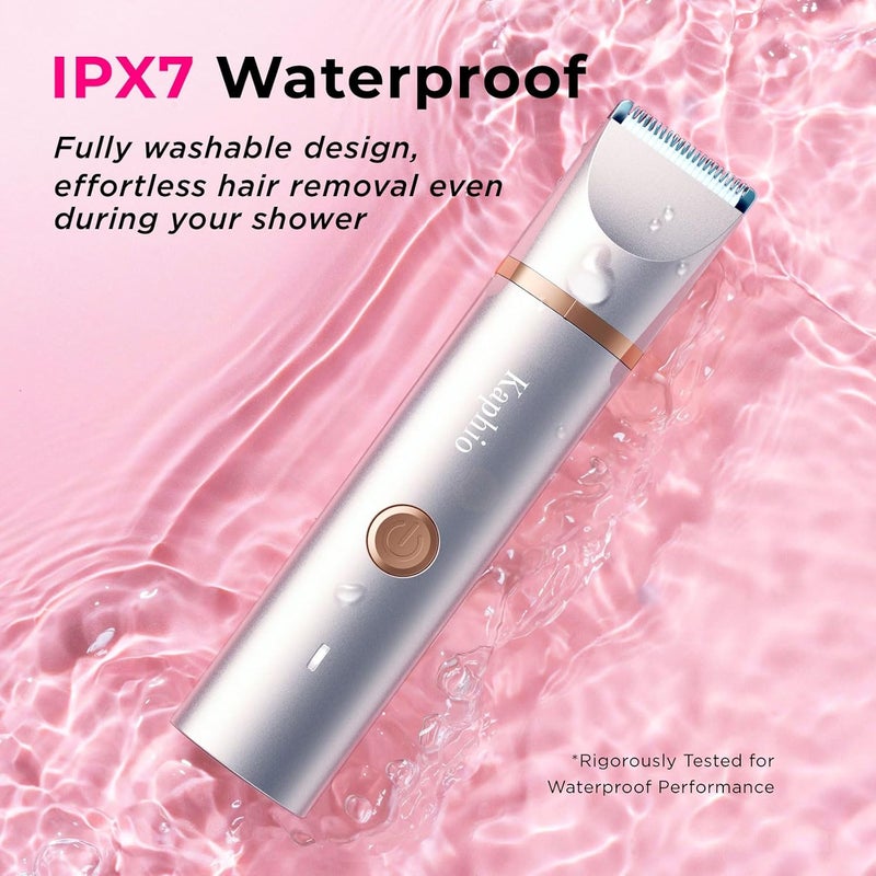 Kaphio Bikini Trimmer for Women Pubic Hair: IPX7 Waterproof Electric Razors - Rechargeable Electric Body Shaver for Legs, Underarms, Bikini Line- Christmas Gifts for Women (Rose Gold) - Image 3